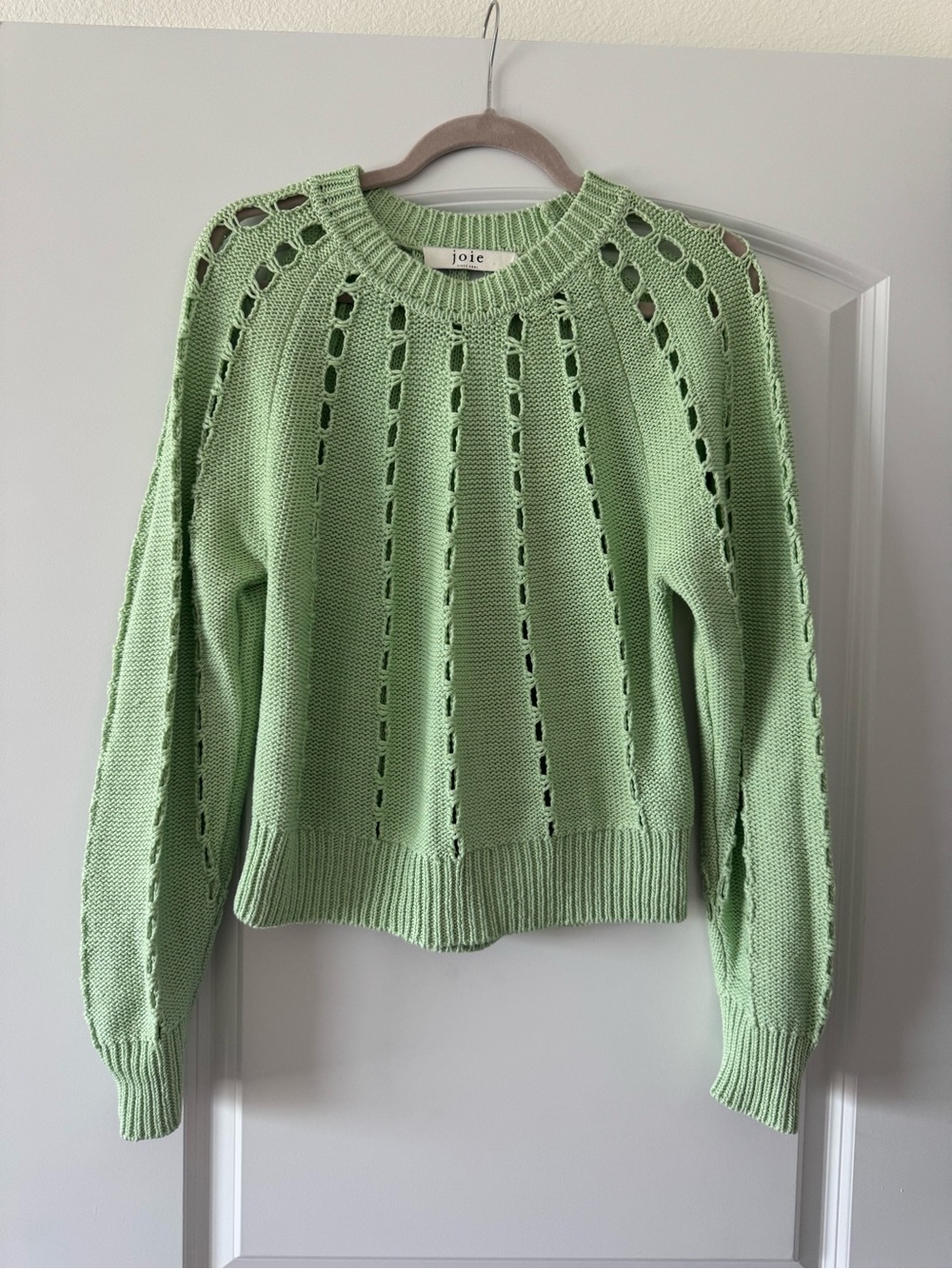 100% COTTON JOIE TROY SWEATER IN PASTEL GREEN SIZE S